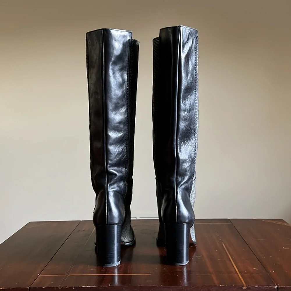 Almost NWT KUPURI - Black & Snakeskin Knee Boots - 39 EU / 9 US - Made in Spain - Picture 3 of 7